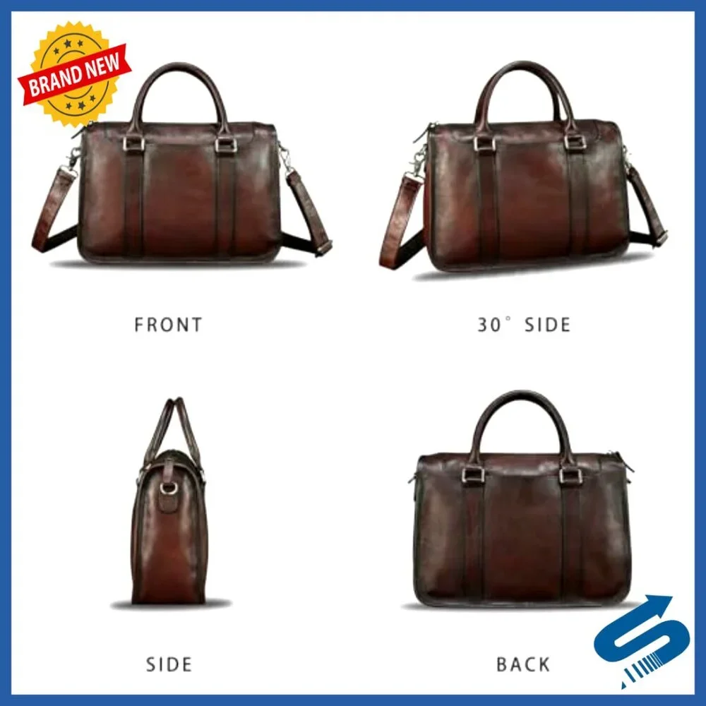 Genuine Leather Messenger Briefcase Shoulder Bag Laptop Computer Bag